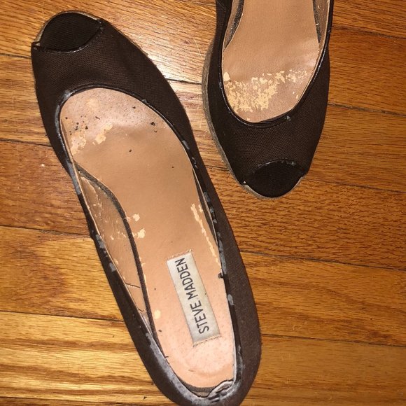 Steve Madden Canvas Espadrille Peep Toe Wedge - Picture 8 of 8